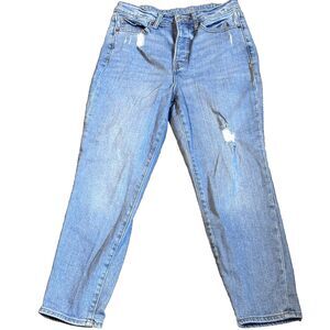 Old Navy High Rise OG Straight Ankle Jeans Women Blue Denim Distressed Size 6